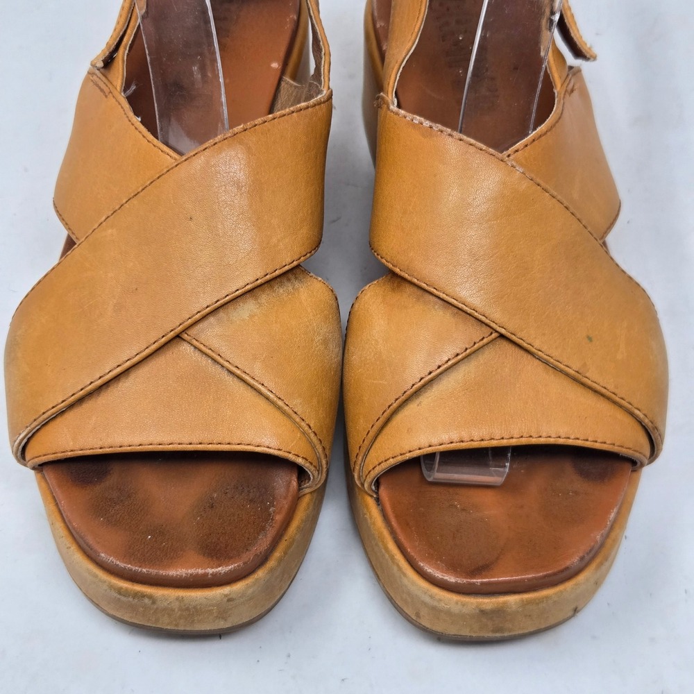 Camper Misia Tan Leather Cross Strap Platform Wedge Sandals K200985-004 Size 36 - Picture 12 of 12
